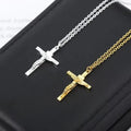 316L Stainless Steel Cross Necklace 18K Gold Plated Religious Pendant Unisex Hypoallergenic Non-Fading Chain Church Jewelry Gift