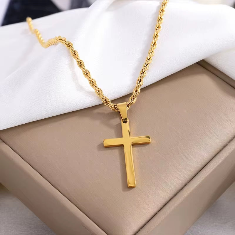2PCS Necklace Men'S and Women'S New Cross Pendant Necklace, Minimalist Gold Jewelry, Men'S and Women'S Necklace