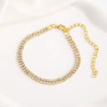 Fashion Double Row Anklet Rhinestone Beach Ankle Bracelet Chain Barefoot Tennis Summer Anklet Charm Bracelet Jewerly Gift Party