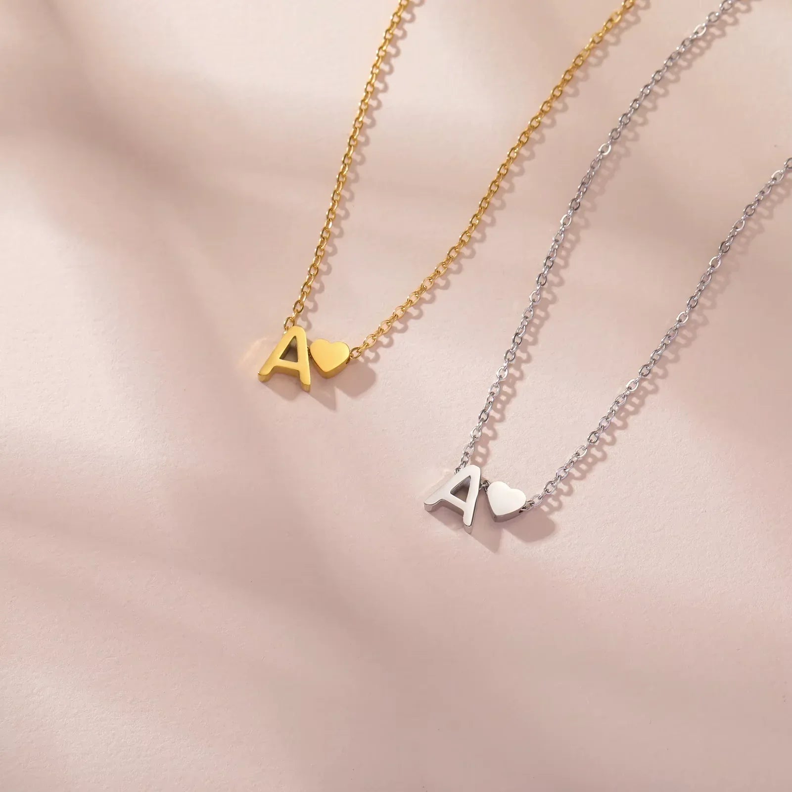 Initial Letter Mini Heart Pendant Necklace for Women Stainless Steel A-Z Alphabet Choker Chain Jewelry Valentine Gift