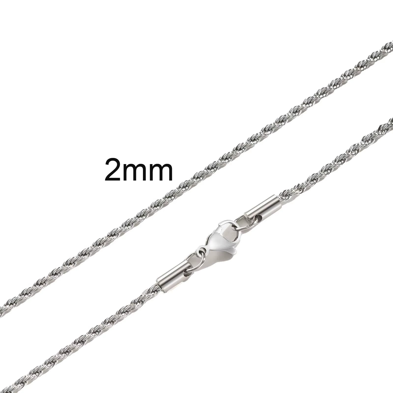 Ropes Long Necklace for Men Women,Stainless Steel Gold Color Twisted Rope Chain Collar,2/3/4/5Mm Punk Basic Waterproof Jewelry