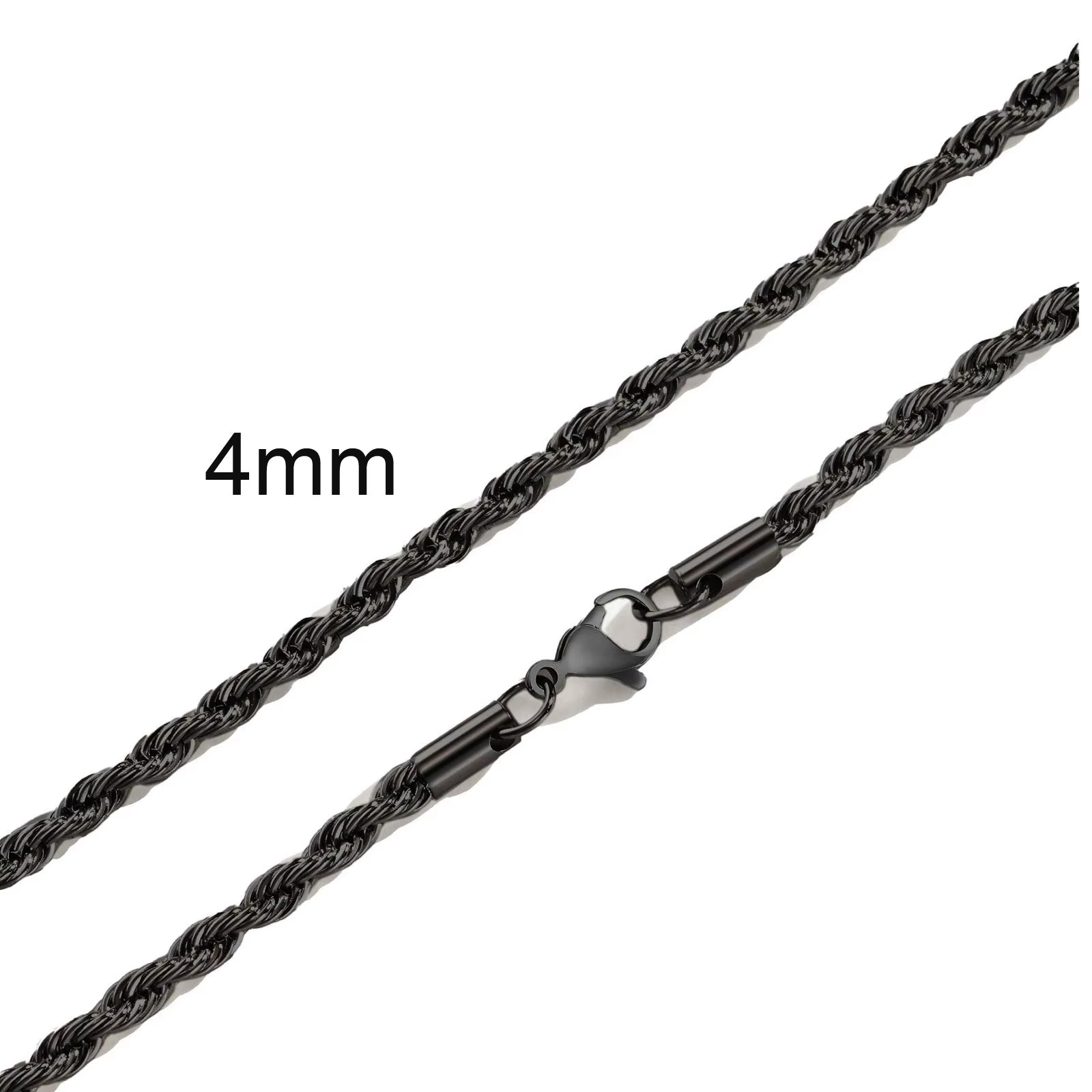 Ropes Long Necklace for Men Women,Stainless Steel Gold Color Twisted Rope Chain Collar,2/3/4/5Mm Punk Basic Waterproof Jewelry