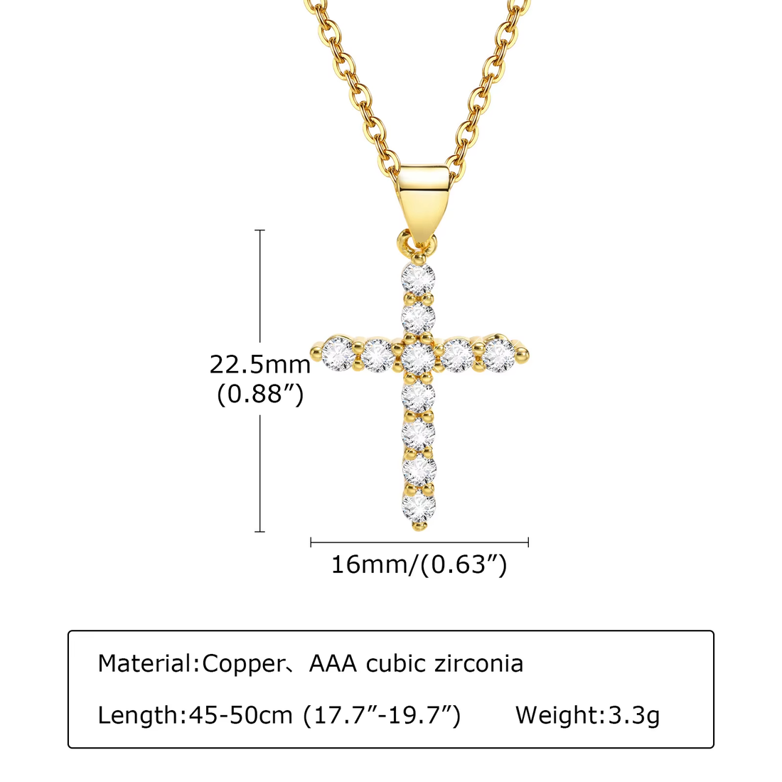 EverBrace Cubic Zirconia Cross Necklace - Layered Crucifix Pendant for Women - Everbrace