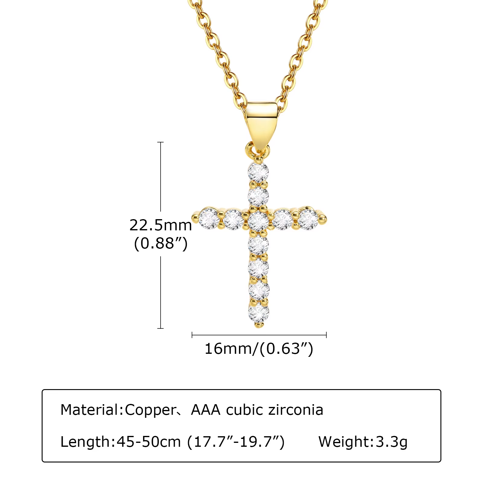 EverBrace Cubic Zirconia Cross Necklace - Layered Crucifix Pendant for Women - Everbrace