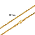 Ropes Long Necklace for Men Women,Stainless Steel Gold Color Twisted Rope Chain Collar,2/3/4/5Mm Punk Basic Waterproof Jewelry