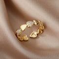 Zircon Geometric Heart Rings for Women Stainless Steel Gold Color Wedding Ring Luxury Aesthetic Jewlery Couple Gift 2025
