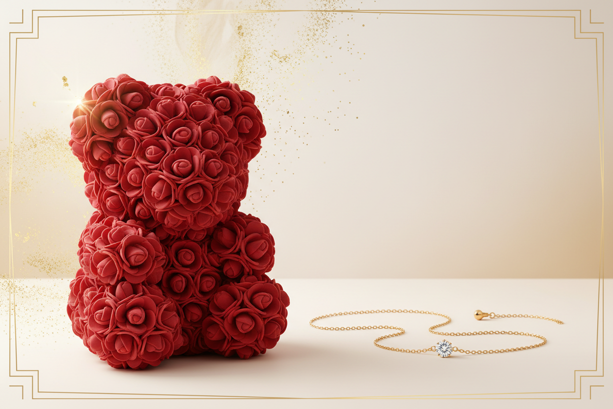 Everbrace Banner - Rose Bear and Gold Bracelet