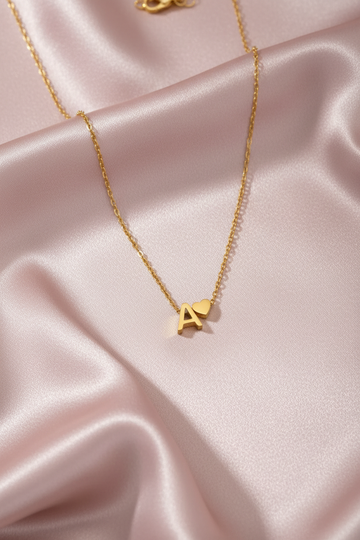 Personalised Letter Heart Pendant Necklace on Silk